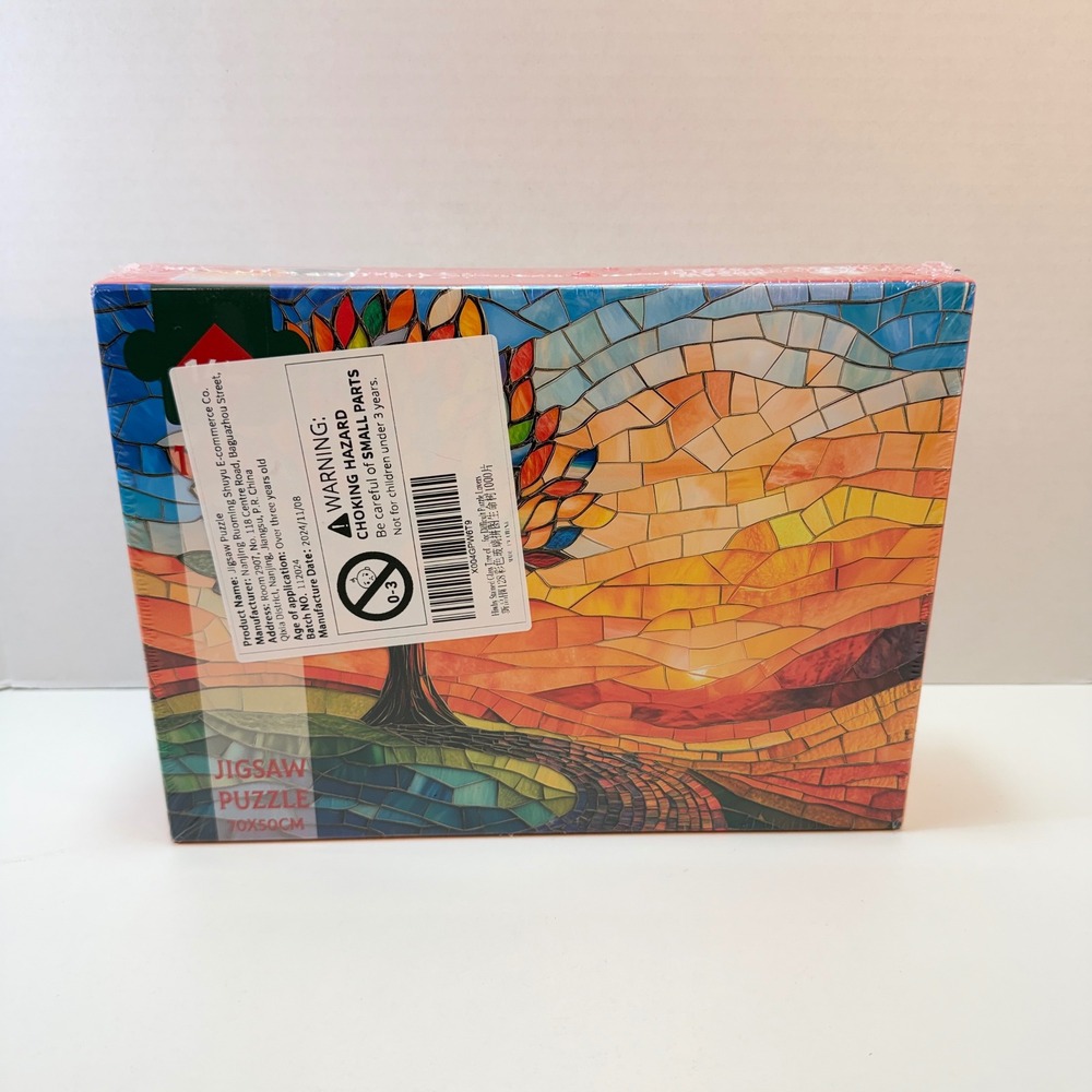 Jigsaw Puzzle 1000pc Multicolor Stained Glass Mosaic Tree Art NEW